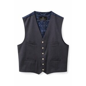 London Fog Men's Dress Vest 48–50 XL Blue Gray Textured Button Front Lined